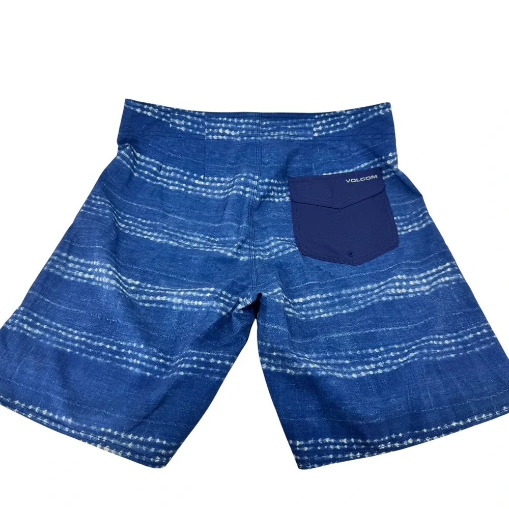 Volcom Lido Carillo Boardshorts Mens 34‎ Blue White 4-Way Stretch Swim Trunks